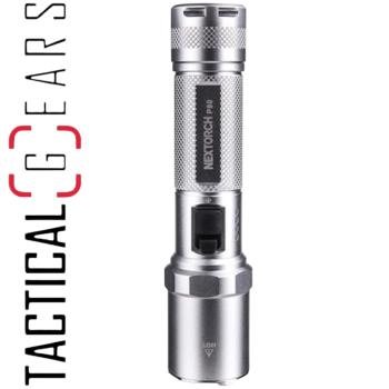 NEXTORCH P80B 2100 LUMEN EINSATZ LED TASCHENLAMPE, USB-C AKKULADEFUNKTION, GLASBRECHER AUS NANO KERAMIK - SILBER