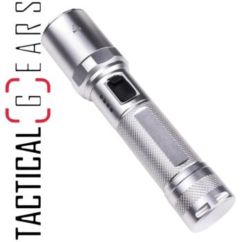 NEXTORCH P80B 2100 LUMEN EINSATZ LED TASCHENLAMPE, USB-C AKKULADEFUNKTION, GLASBRECHER AUS NANO KERAMIK - SILBER