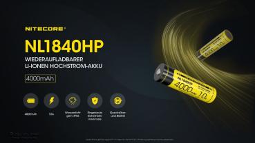 NITECORE 18650 4000mAh LI-LON AKKU NL1840HP