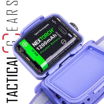 NEXTORCH eSTAR ULTRALEICHTE, WIEDERAUFLADBARE LED-KOPFLAMPE MIT 1300 LUMEN, MEHREREN LICHTQUELLEN UND 2 AKKUS - VIOLETT