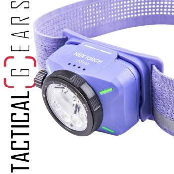 NEXTORCH eSTAR ULTRALEICHTE, WIEDERAUFLADBARE LED-KOPFLAMPE MIT 1300 LUMEN, MEHREREN LICHTQUELLEN UND 2 AKKUS - VIOLETT