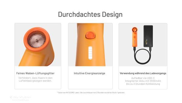NITECORE NEF NANO MINI HANDVENTILATOR - ORANGE