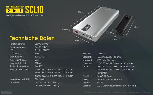NITECORE KAMERA LICHT INKL. 10000mAh POWERBANK