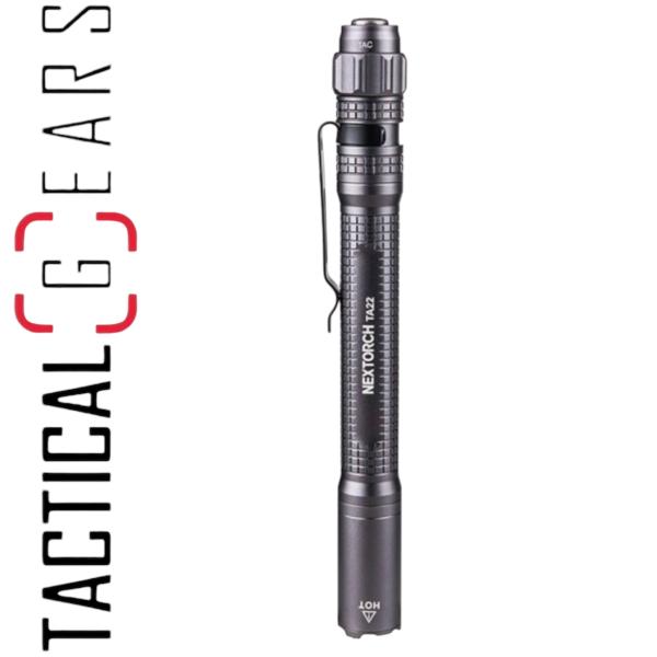 NEXTORCH TA22 "GRAU" 850 LUMEN SLIM LINE TACTICAL LED STIFTTASCHENLAMPE MIT NANO- KERAMIK GLASBRECHER UND STROBOSKOPFUNKTION