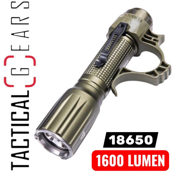 NEXTORCH TA30CG K.I.S.S. 1600 LUMEN TACTICAL LED TASCHENLAMPE GRÜN MIT NANO- KERAMIK GLASBRECHER, STROBOSKOPFUNKTION INKL. GLEICHFARBIGER FR-1 FÜHRUNGSHILFE