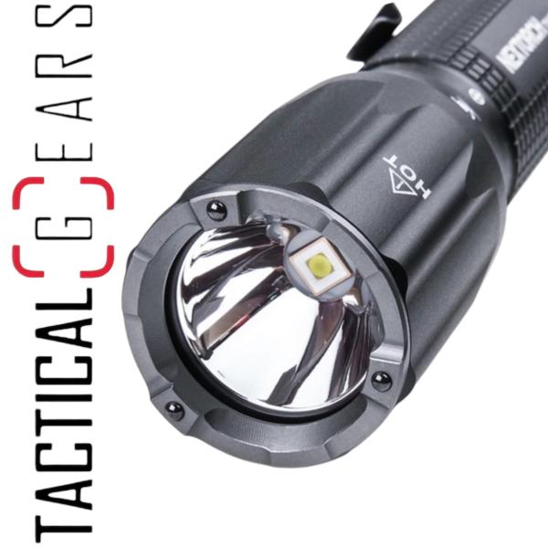 NEXTORCH TA30D 2200 LUMEN NEXT GENERATION TACTICAL LED FLASHLIGHT MIT LOCK-FUNKTION IM HECKSCHALTER, KOPF MIT NANO- KERAMIK GLASBRECHER und STROBOSKOPFUNKTION + FR-1 FÜHRUNGSRING