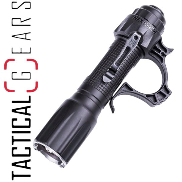 NEXTORCH TA30D 2200 LUMEN NEXT GENERATION TACTICAL LED FLASHLIGHT MIT LOCK-FUNKTION IM HECKSCHALTER, KOPF MIT NANO- KERAMIK GLASBRECHER und STROBOSKOPFUNKTION + FR-1 FÜHRUNGSRING