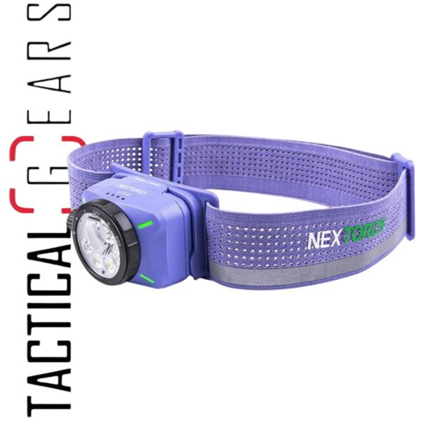 NEXTORCH eSTAR ULTRALEICHTE, WIEDERAUFLADBARE LED-KOPFLAMPE MIT 1300 LUMEN, MEHREREN LICHTQUELLEN UND 2 AKKUS - VIOLETT