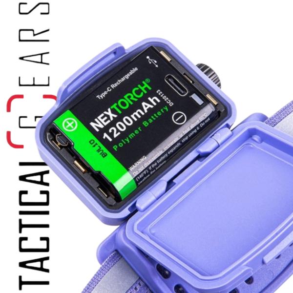 NEXTORCH eSTAR ULTRALEICHTE, WIEDERAUFLADBARE LED-KOPFLAMPE MIT 1300 LUMEN, MEHREREN LICHTQUELLEN UND 2 AKKUS - VIOLETT