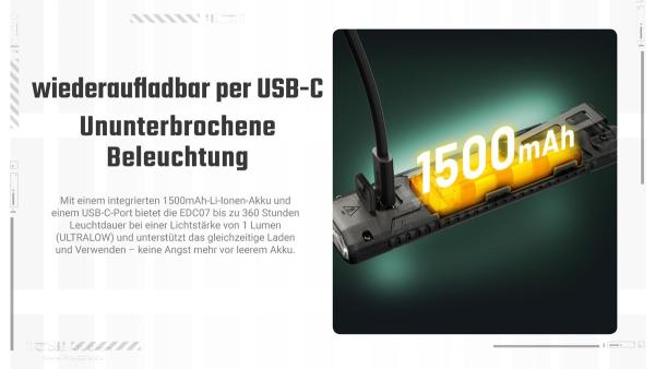 NITECORE EDC07 1500 LUMEN MCT SCHWARZ